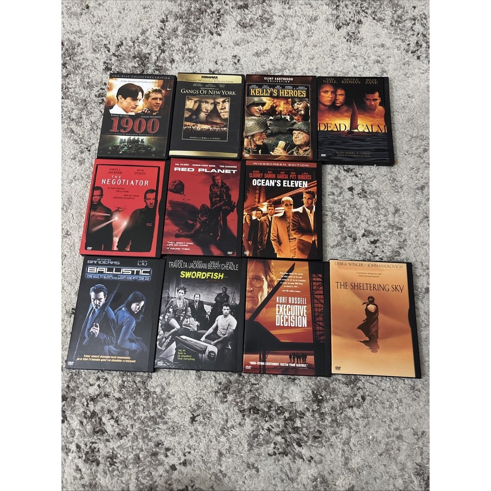 Lot of 10 Action Thriller DVD Movies Ocean's Eleven The Sheltering Sky Balística
